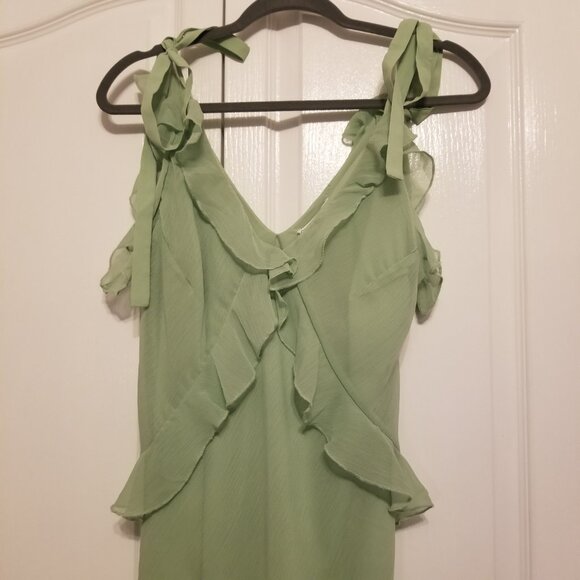NWT Christian Lacroix Pastel Light Green Maxi Long Dress Ruffles Chiffon Medium - Picture 8 of 16